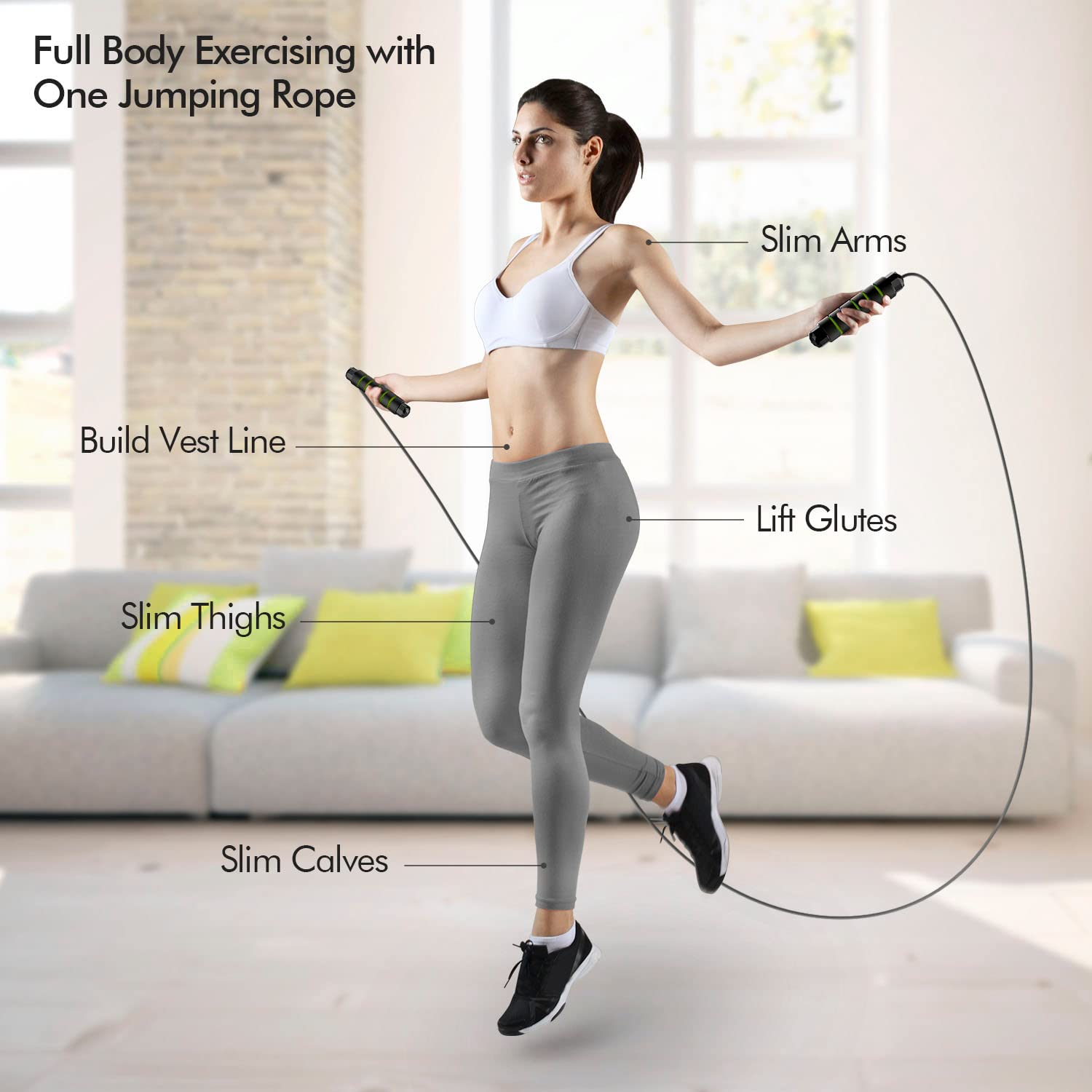 Jump Rope, Tangle-Free Rapid Speed Jumping Rope Cable with Ball Bearings for Women, Men, and Kids, Adjustable Steel Jump Rope with Foam Handles for Home Gym Exercise Fitness Workout Equipment & Slim Body - My Store