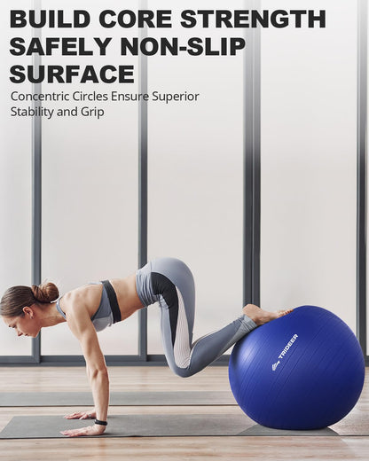 Trideer Extra Thick Yoga Ball Exercise Ball, 5 Sizes Gym Ball, Heavy Duty Ball Chair for Balance, Stability, Pregnancy, Quick Pump Included - My Store