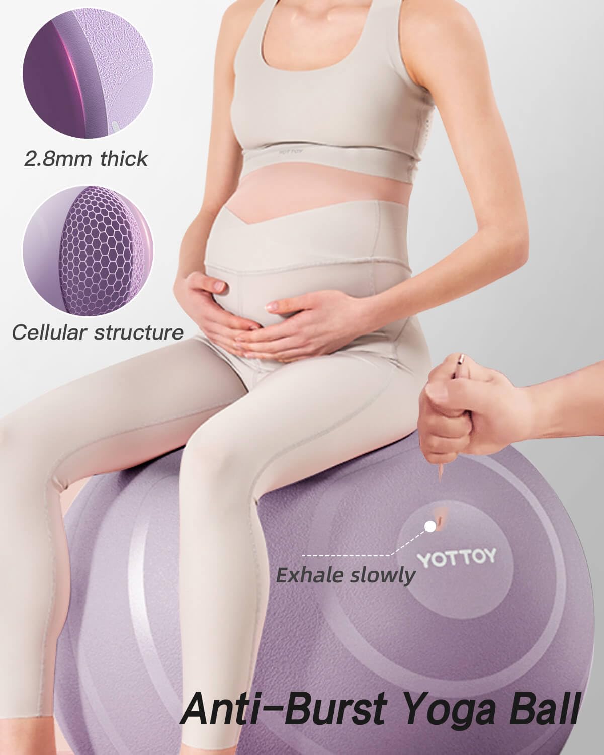 YOTTOY Anti-Burst Exercise Ball for Working Out, Yoga & Pregnancy, Extra Thick Workout Ball for Physical Therapy & Fitness - My Store