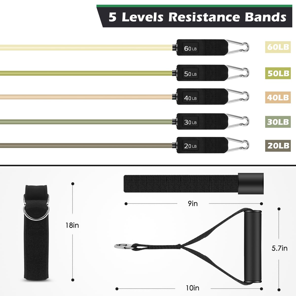 WHATAFIT Resistance Bands, Exercise Bands，Resistance Bands for Working Out, Work Out Bands with Handles for Men and Women Fitness, Strength Training Home Gym Equipment - My Store