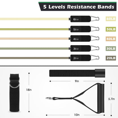 WHATAFIT Resistance Bands, Exercise Bands，Resistance Bands for Working Out, Work Out Bands with Handles for Men and Women Fitness, Strength Training Home Gym Equipment - My Store