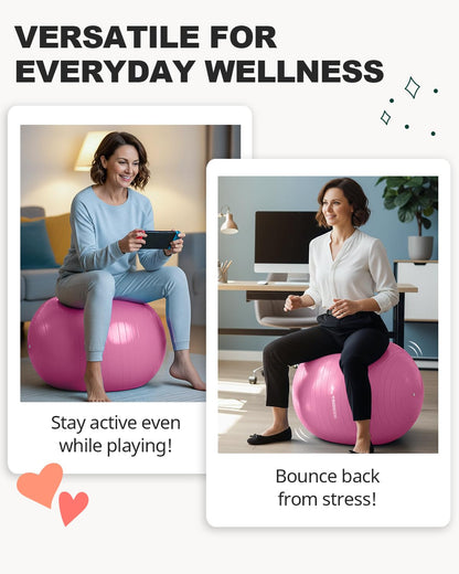 Trideer Extra Thick Yoga Ball Exercise Ball, 5 Sizes Gym Ball, Heavy Duty Ball Chair for Balance, Stability, Pregnancy, Quick Pump Included - My Store