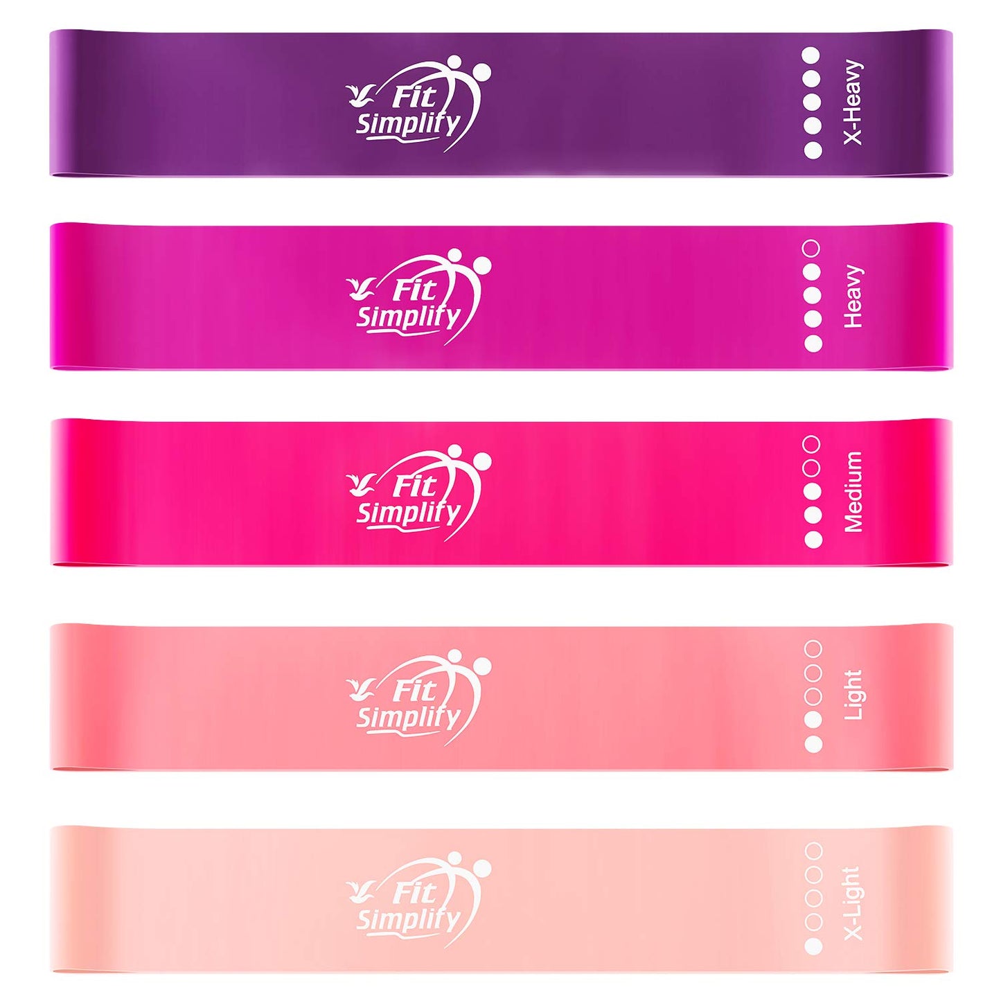 Fit Simplify Resistance Loop Exercise Bands with Instruction Guide and Carry Bag, Set of 5 - My Store