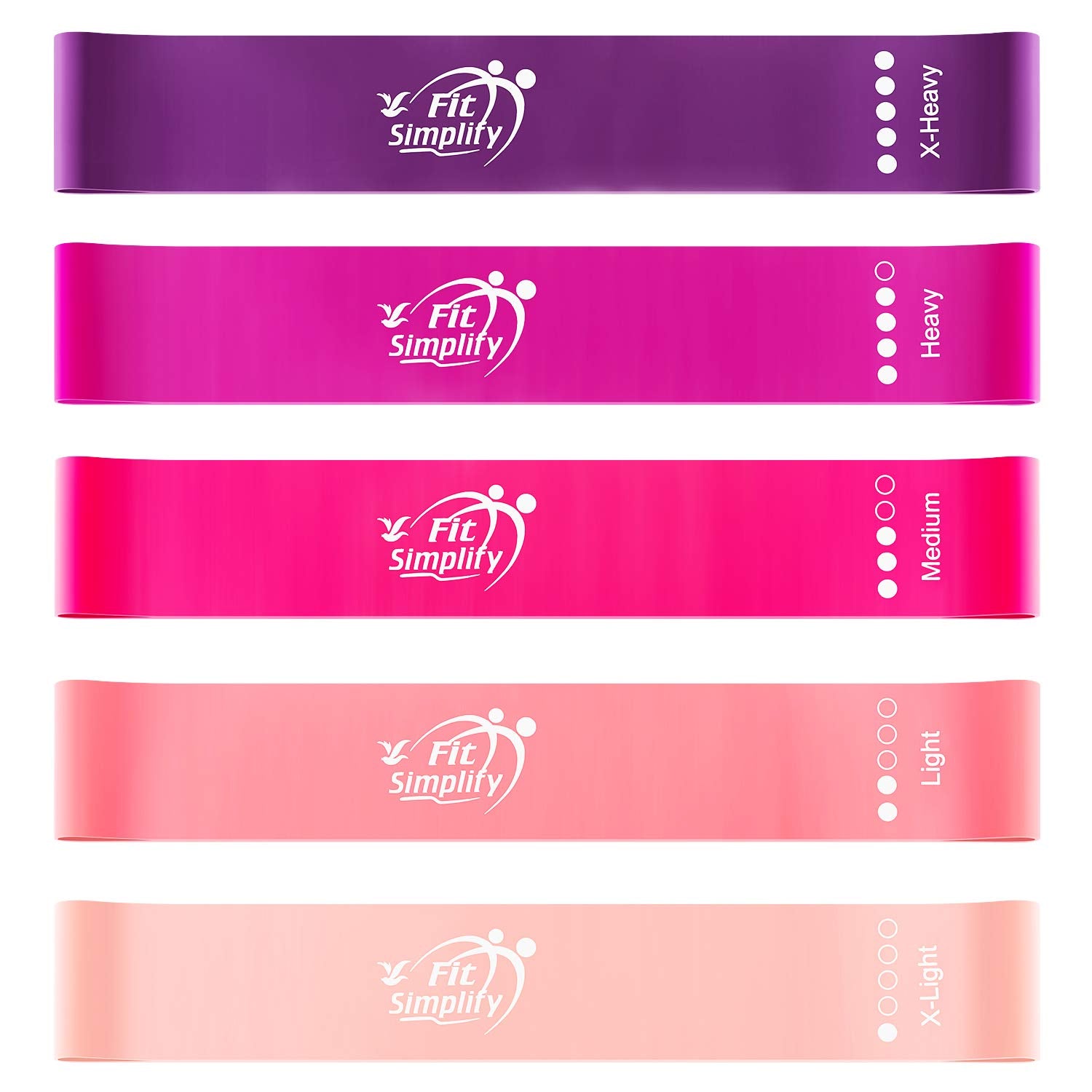 Fit Simplify Resistance Loop Exercise Bands with Instruction Guide and Carry Bag, Set of 5 - My Store