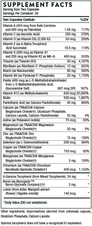 THORNE - Basic Nutrients 2/Day - Comprehensive Daily Multivitamin with Optimal Bioavailability - Vitamin & Mineral Formula - Gluten, Dairy & Soy-Free - 60 Capsules - 30 Servings - My Store