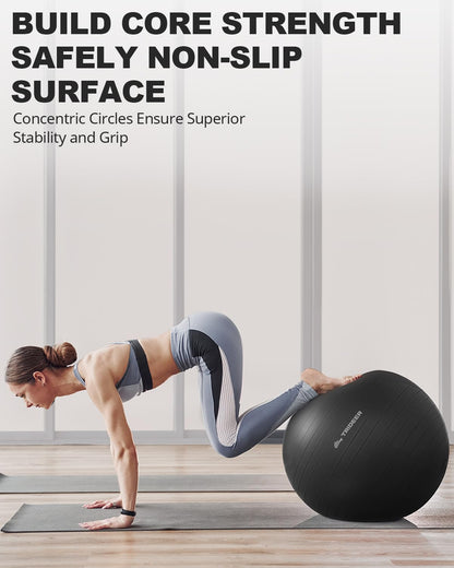 Trideer Extra Thick Yoga Ball Exercise Ball, 5 Sizes Gym Ball, Heavy Duty Ball Chair for Balance, Stability, Pregnancy, Quick Pump Included - My Store