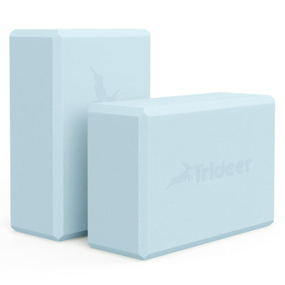 Trideer Yoga Blocks 2 Pack, Soft Non-Slip Foam Blocks with Beveled Edges for Alignment and Stretching in Yoga, Pilates, and Dance - Supportive, Lightweight, Odor Resistant, Latex-Free