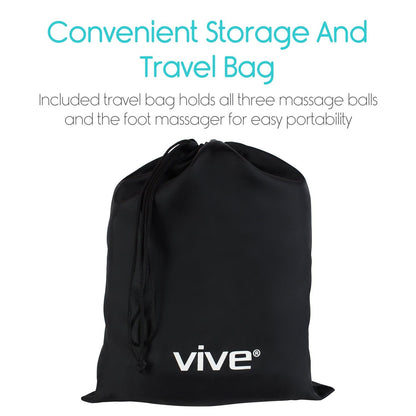 Vive Massage Ball Set (4 Piece) - Plantar Fasciitis Relief Foot Pain Hot Cold Therapy - Heel Spur, Sore Muscle, Trigger Point, Back, Arm, Neck, Shoulder, Leg Circulation Roller - My Store