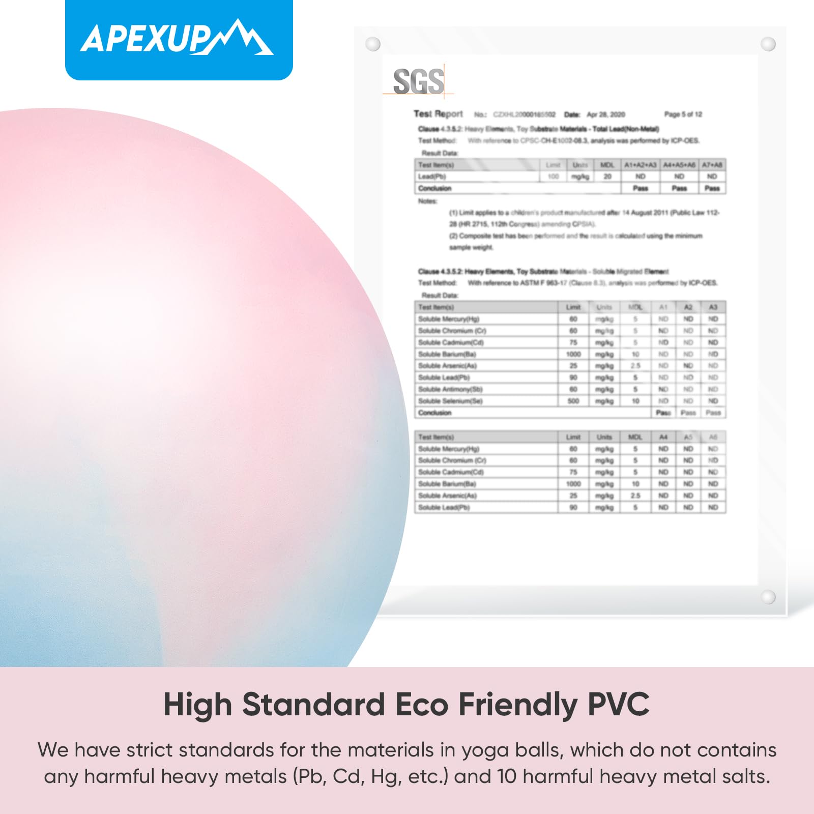 APEXUP Yoga & Pilates Ball - Anti Slip Heavy Duty Gym Ball for Fitness, Balance & Core Workout - My Store