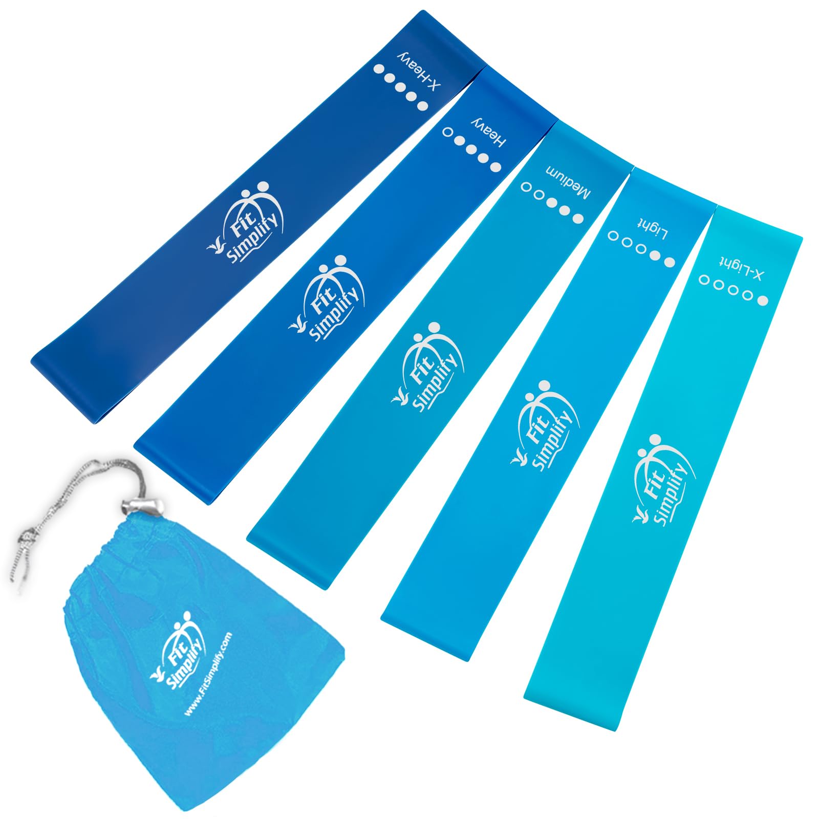 Fit Simplify Resistance Loop Exercise Bands with Instruction Guide and Carry Bag, Set of 5 - My Store