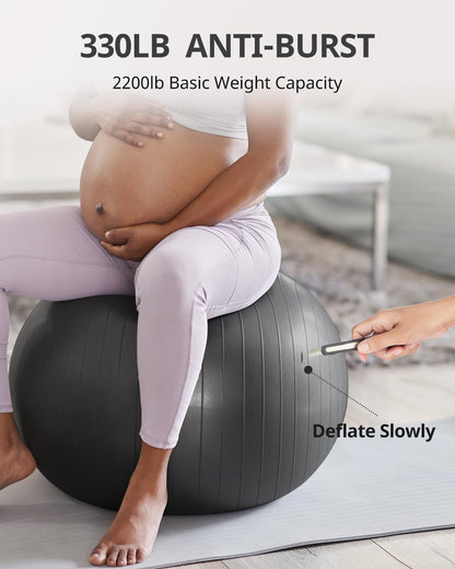 Trideer Extra Thick Yoga Ball Exercise Ball, 5 Sizes Gym Ball, Heavy Duty Ball Chair for Balance, Stability, Pregnancy, Quick Pump Included - My Store
