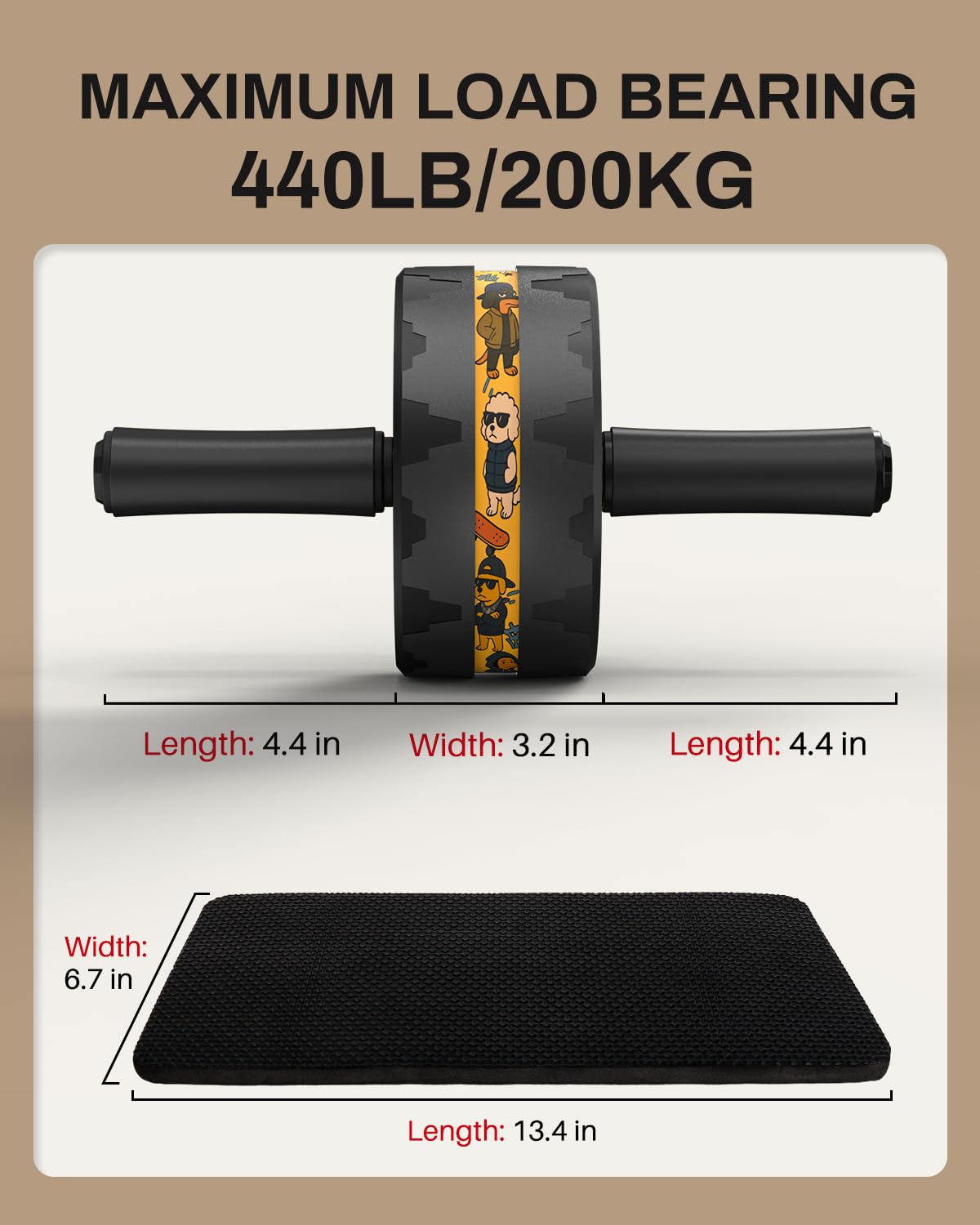 VINSGUIR Ab Roller Wheel, Abs & Core Workout Equipment for Home Gym with Knee Pad Accessories, Abdominal Wheel for Full-body Strength Training - My Store