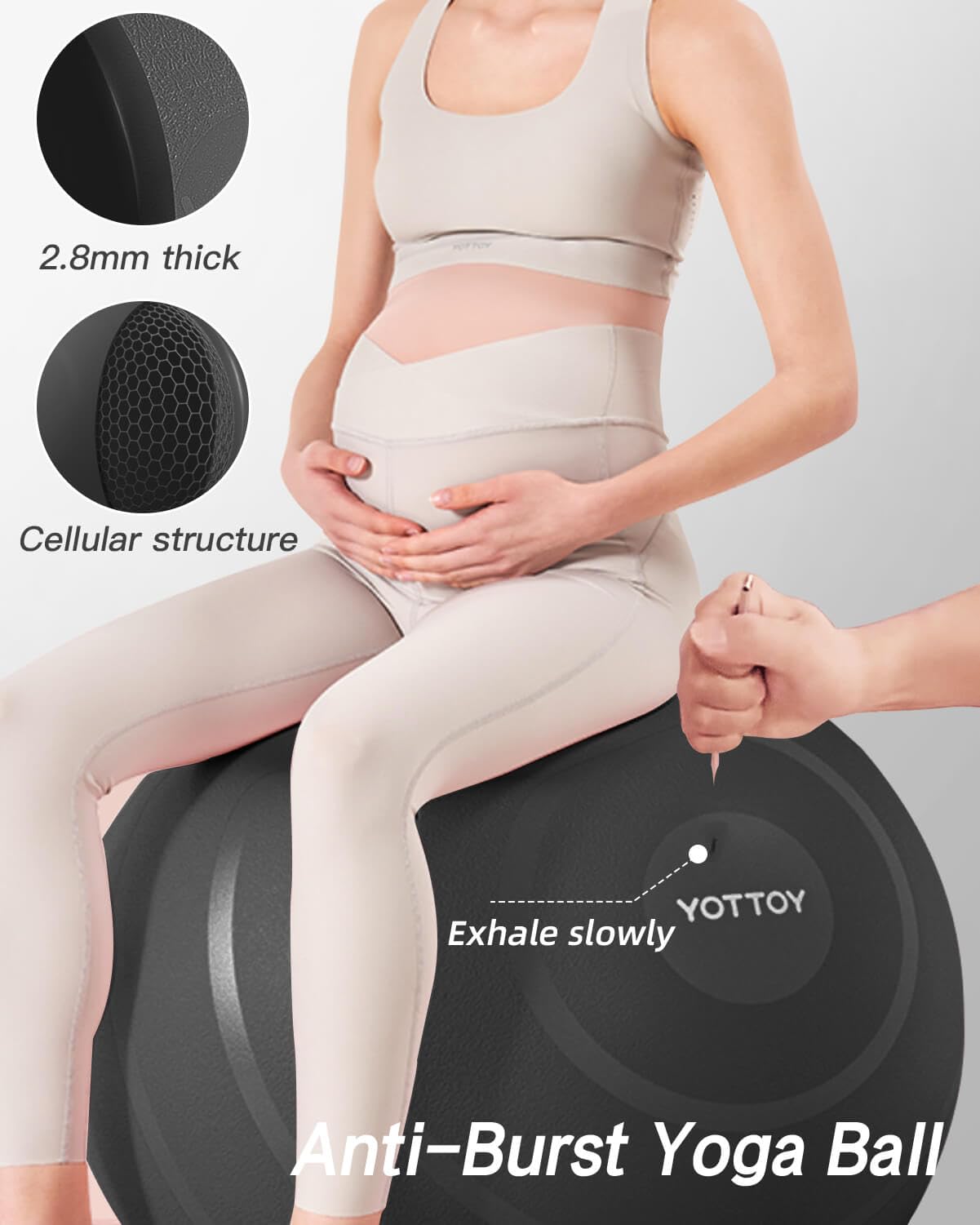 YOTTOY Anti-Burst Exercise Ball for Working Out, Yoga & Pregnancy, Extra Thick Workout Ball for Physical Therapy & Fitness - My Store