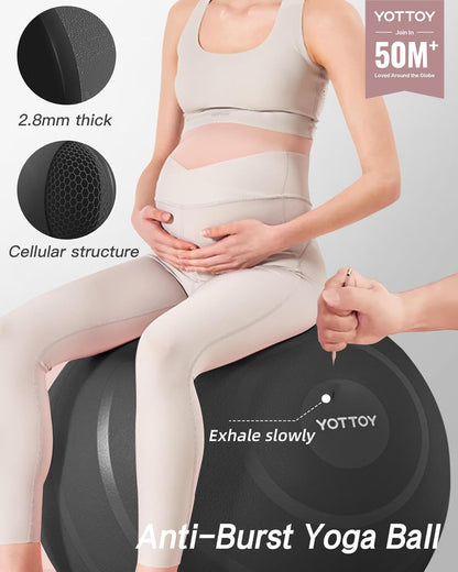 YOTTOY Anti-Burst Exercise Ball for Working Out, Yoga & Pregnancy, Extra Thick Workout Ball for Physical Therapy & Fitness - My Store