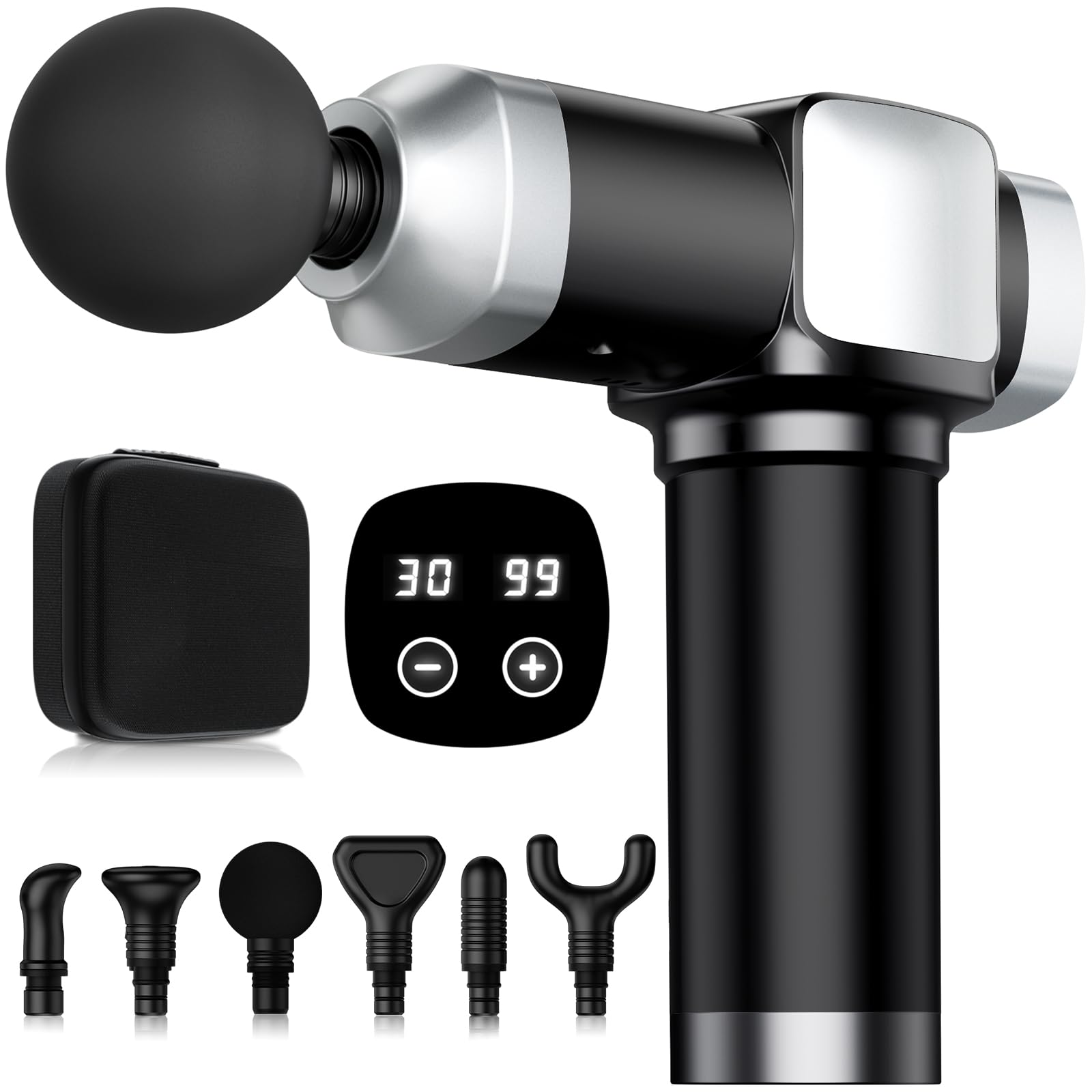 Deep Tissue Massage Gun, Portable Percussion Electric Muscle Massager for Pain Relief, Handheld Massagers with 30 Speeds & 6 Attachments for Back and Neck, Gifts for Men Women - My Store