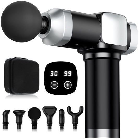 Deep Tissue Massage Gun, Portable Percussion Electric Muscle Massager for Pain Relief, Handheld Massagers with 30 Speeds & 6 Attachments for Back and Neck, Gifts for Men Women - My Store