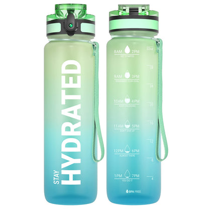 Sahara Sailor Water Bottle, 32/25/17oz Durable and Leakproof Water Bottles Motivational with Time Marker, Tritan, BPA Free, Wide Mouth with Easy Clean Brush for Gym, Travel, School, Office (1 Bottle) - My Store