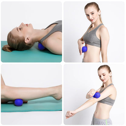 WOVTE Massage Lacrosse Ball for Sore Muscles, Shoulders, Neck, Back, Foot, Body, Deep Tissue, Trigger Point, Muscle Knots, Yoga and Myofascial Release (Blue) - My Store
