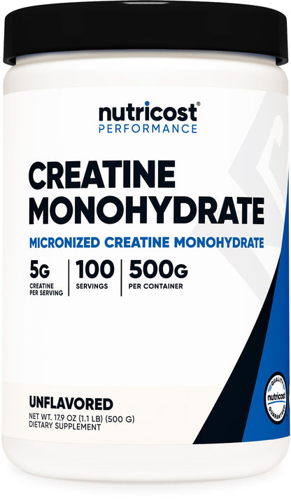Nutricost Creatine Monohydrate Micronized Powder 500G, 5000mg Per Serv (5g) - 100 Servings, 17.9 Oz - My Store