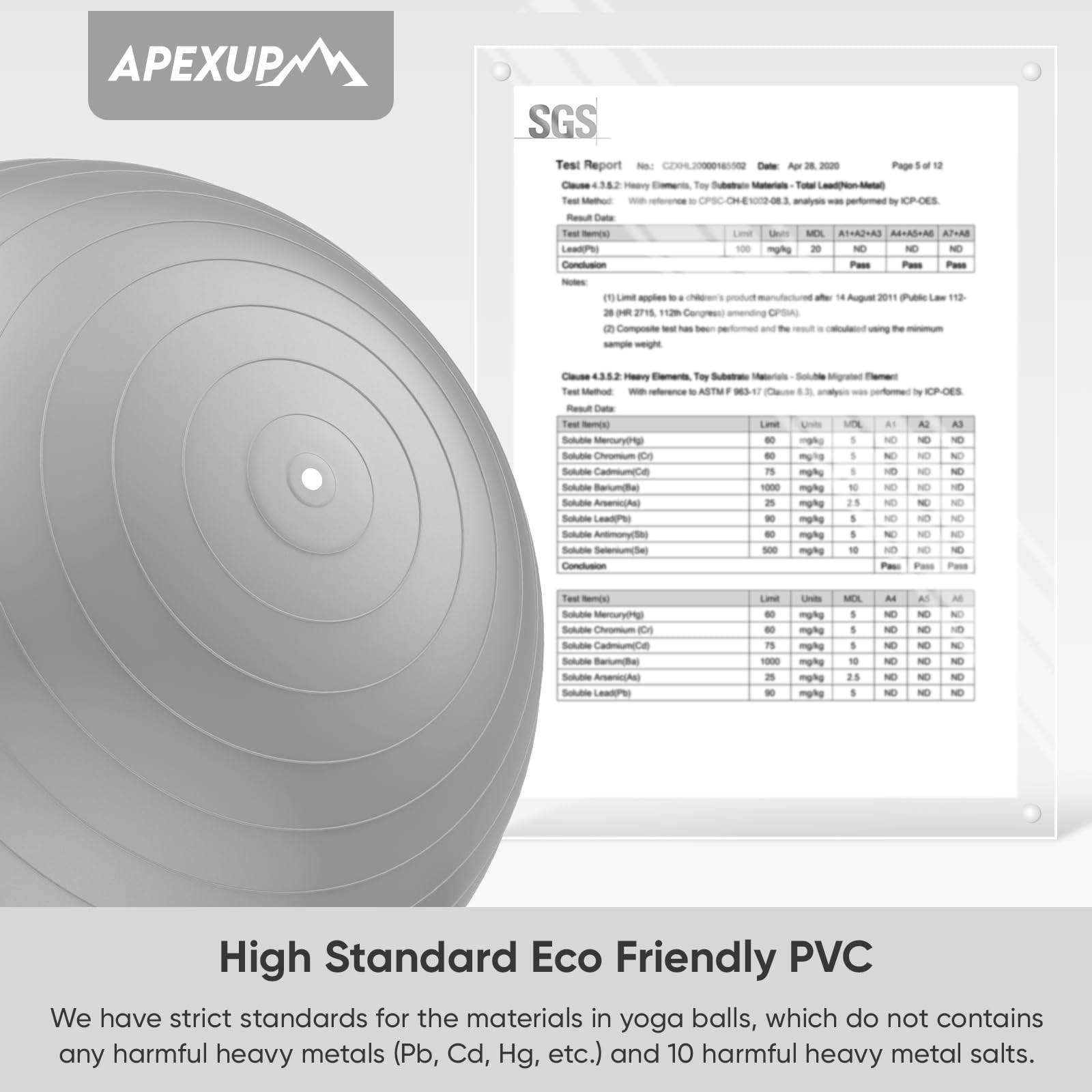 APEXUP Yoga & Pilates Ball - Anti Slip Heavy Duty Gym Ball for Fitness, Balance & Core Workout - My Store