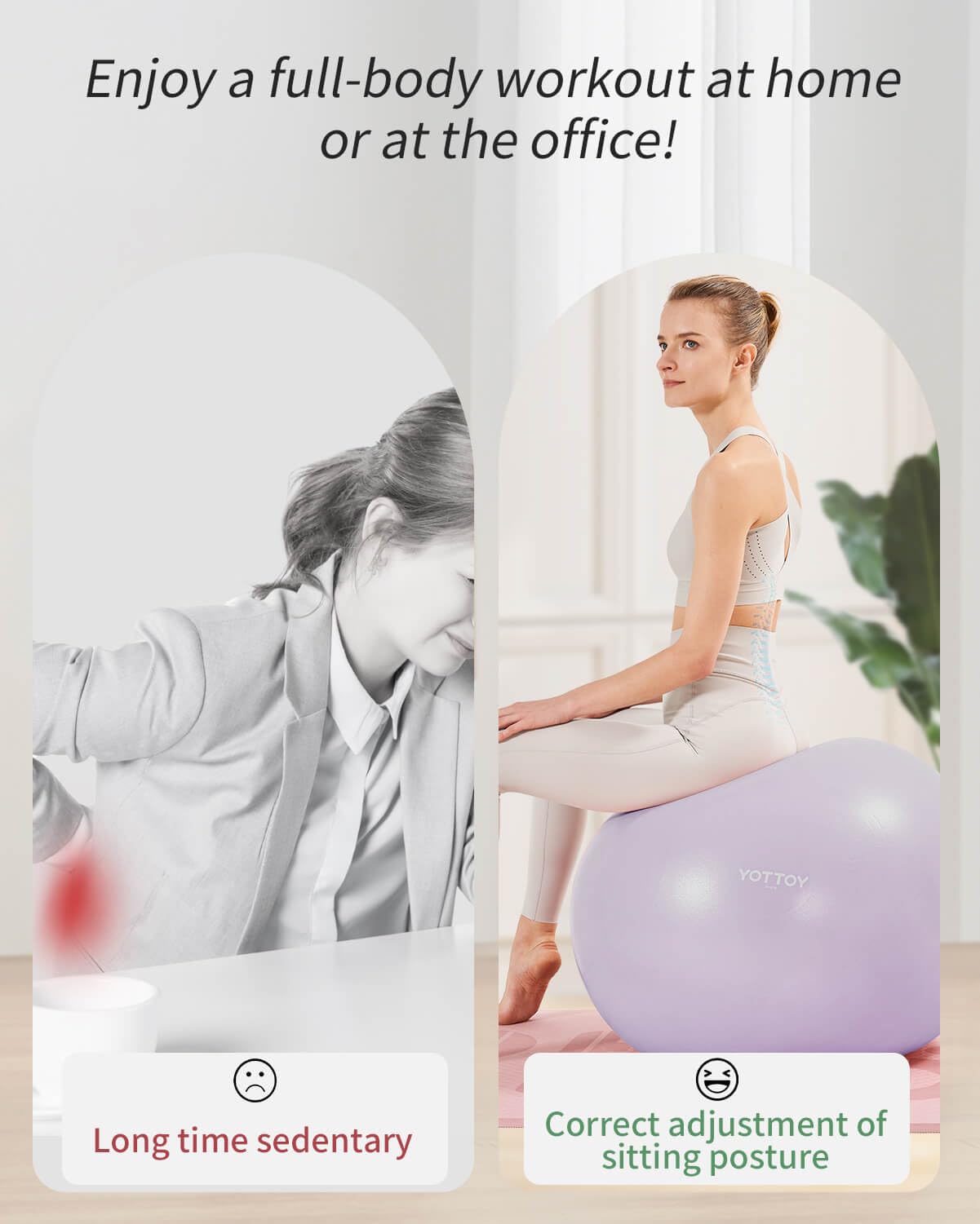 YOTTOY Anti-Burst Exercise Ball for Working Out, Yoga & Pregnancy, Extra Thick Workout Ball for Physical Therapy & Fitness - My Store