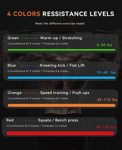 SUNPOW Pull Up Assistance Bands - Set of 5 Resistance Heavy Duty Workout Exercise Stretch Fitness Bands Assist Set for Body, Instruction Guide and Carry Bag Included - My Store