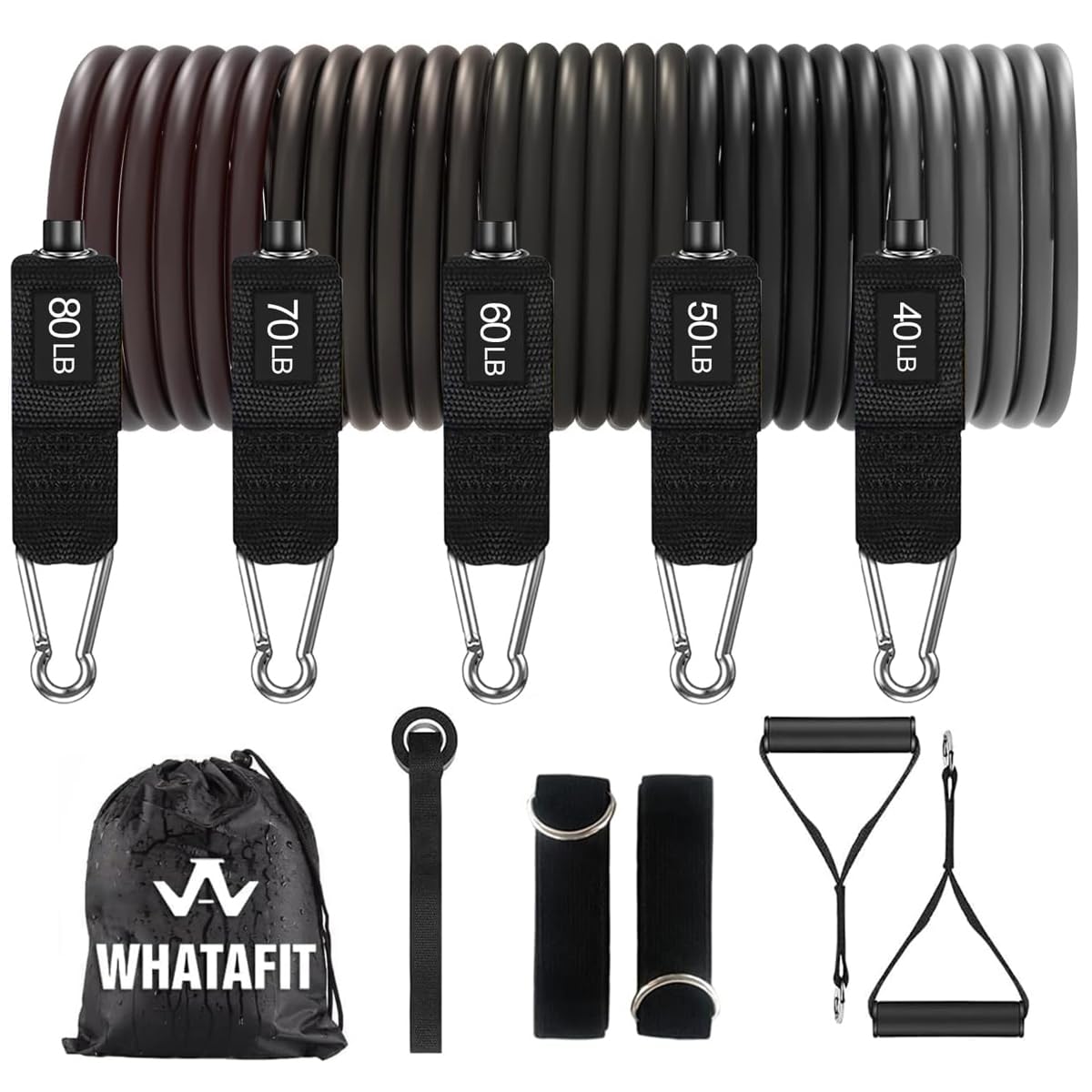 WHATAFIT Resistance Bands, Exercise Bands，Resistance Bands for Working Out, Work Out Bands with Handles for Men and Women Fitness, Strength Training Home Gym Equipment - My Store