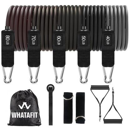 WHATAFIT Resistance Bands, Exercise Bands，Resistance Bands for Working Out, Work Out Bands with Handles for Men and Women Fitness, Strength Training Home Gym Equipment - My Store