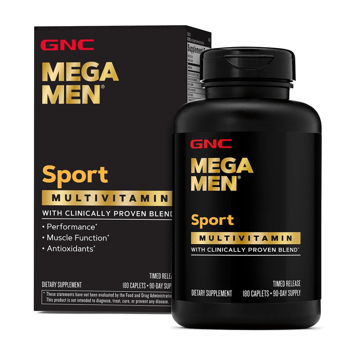 Mega Men Sport Multivitamin Caplets, Athletic Performance Nutrition, Muscle Function, Clinically Proven to Feel Better, Antioxidants, B Vitamins, Energy Production, Timed Release, 90 ct, 45 svgs
