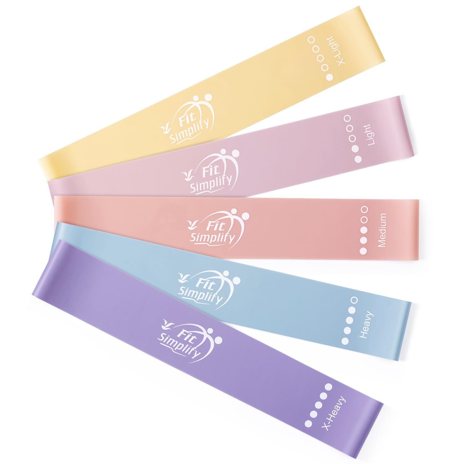 Fit Simplify Resistance Loop Exercise Bands with Instruction Guide and Carry Bag, Set of 5 - My Store
