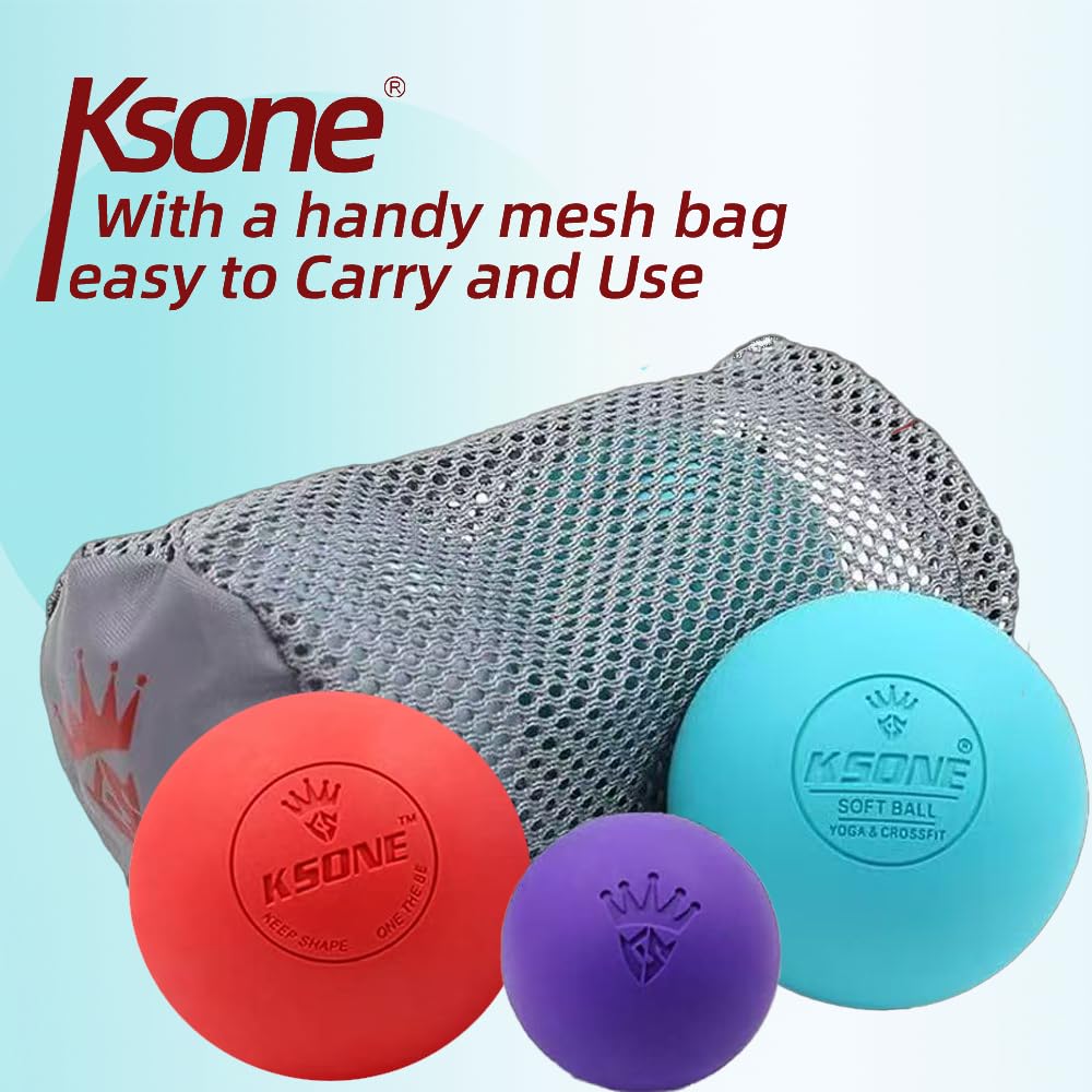 KSONE Massage Lacrosse Balls -Massage Balls for Myofacial Release&Trigger Point Therapy-Set of 2-Hard Lacrosse Massage Ball &Soft Massage Ball with one mini Ball - My Store