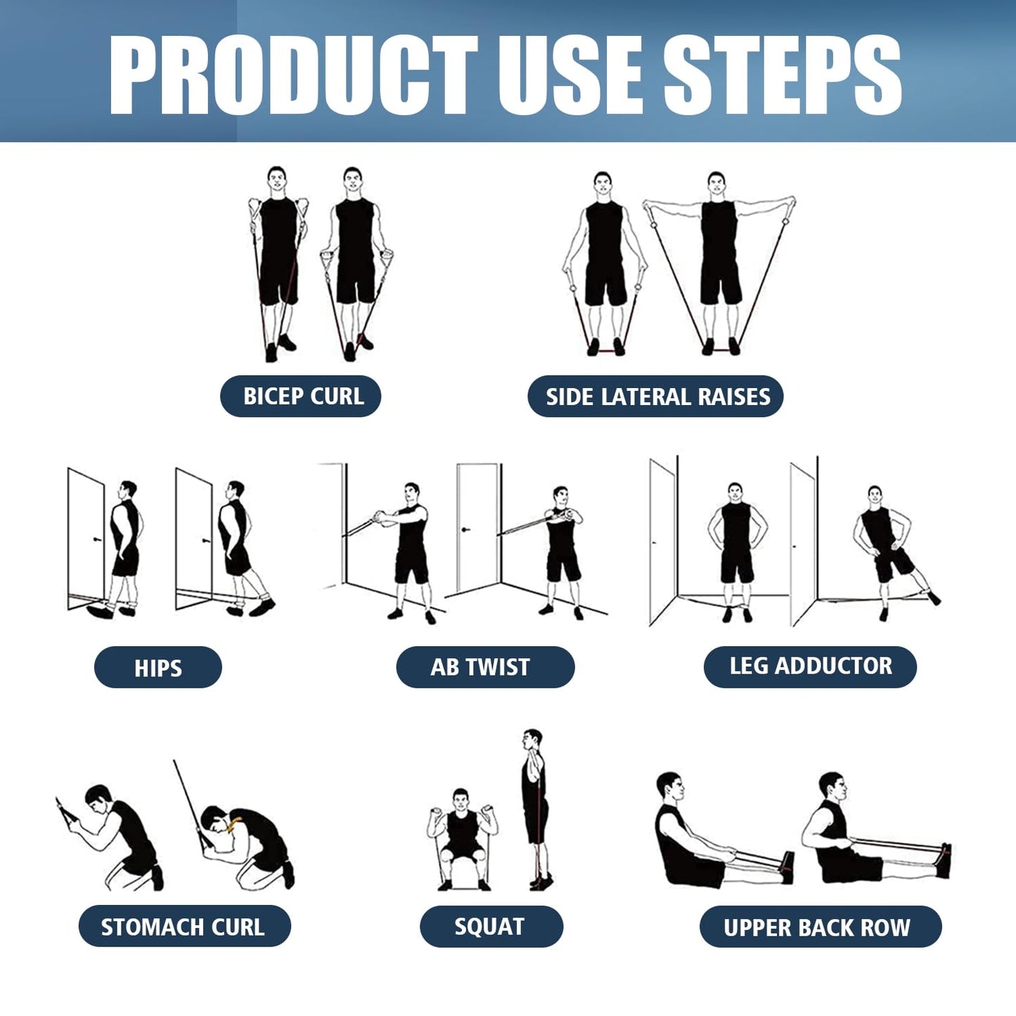 WHATAFIT Resistance Bands, Exercise Bands，Resistance Bands for Working Out, Work Out Bands with Handles for Men and Women Fitness, Strength Training Home Gym Equipment - My Store