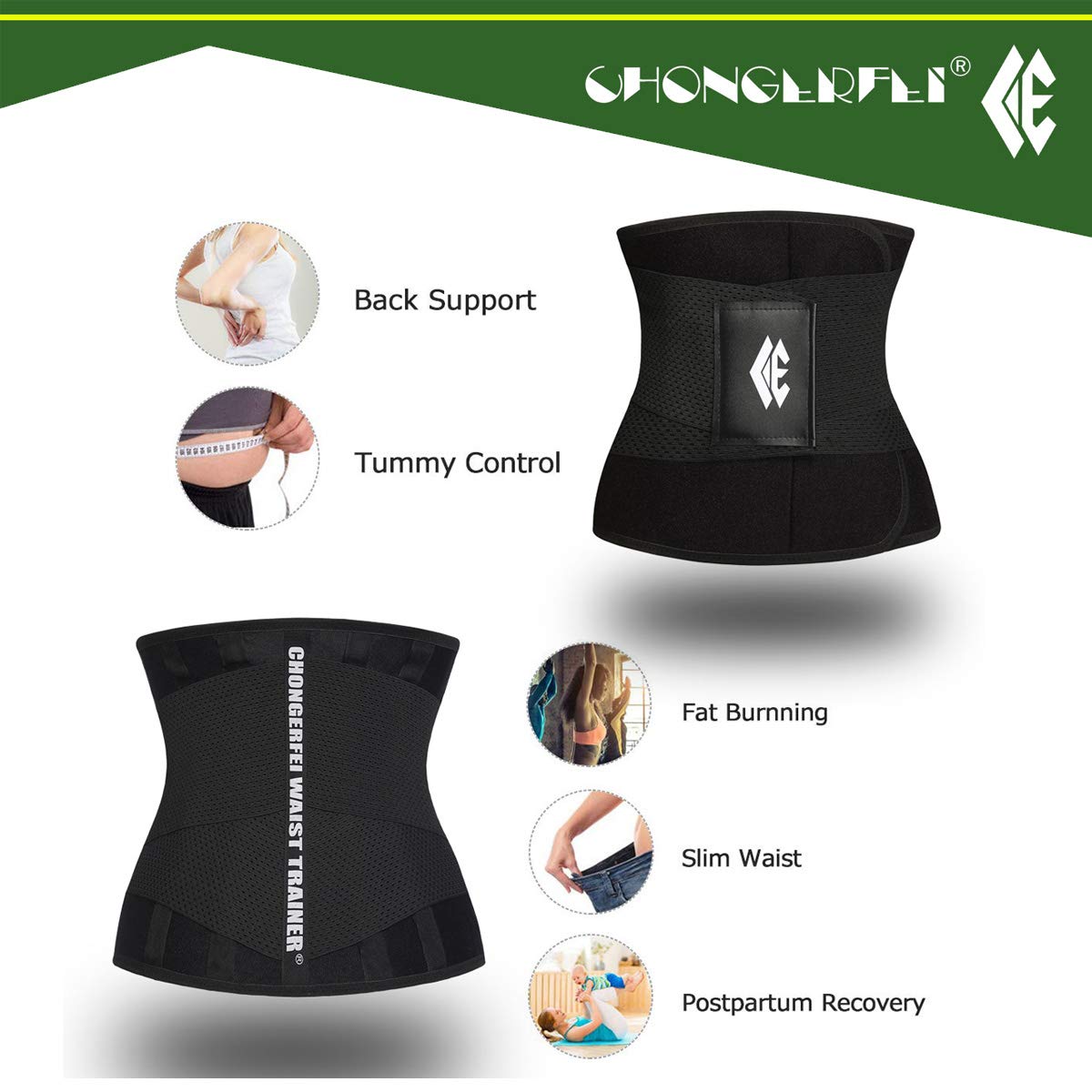 Waist Trainer Belt for Women Man - Waist Trimmer Ab Belt - Tummy Control Body Shaper