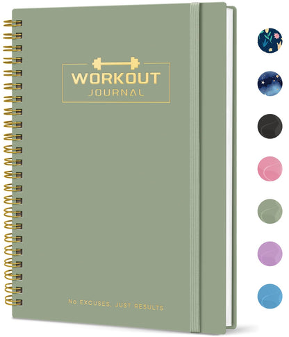 Fitness Workout Journal for Women & Men, A5(5.5" x 8.2") Workout Log Book Planner for Tracking, Progress, and Achieving Your Wellness Goals - Green - My Store