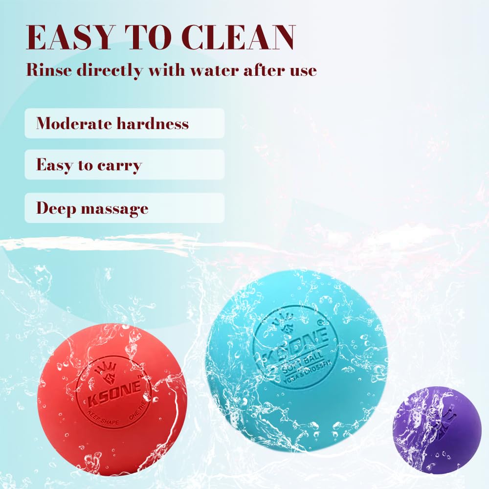 KSONE Massage Lacrosse Balls -Massage Balls for Myofacial Release&Trigger Point Therapy-Set of 2-Hard Lacrosse Massage Ball &Soft Massage Ball with one mini Ball - My Store