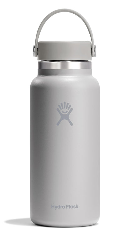 Hydro Flask Water Bottle - Insulated Stainless Steel - Wide Mouth Flex Lid, Non Spill, Leakproof and Refillable in 32 Oz Stone Gray