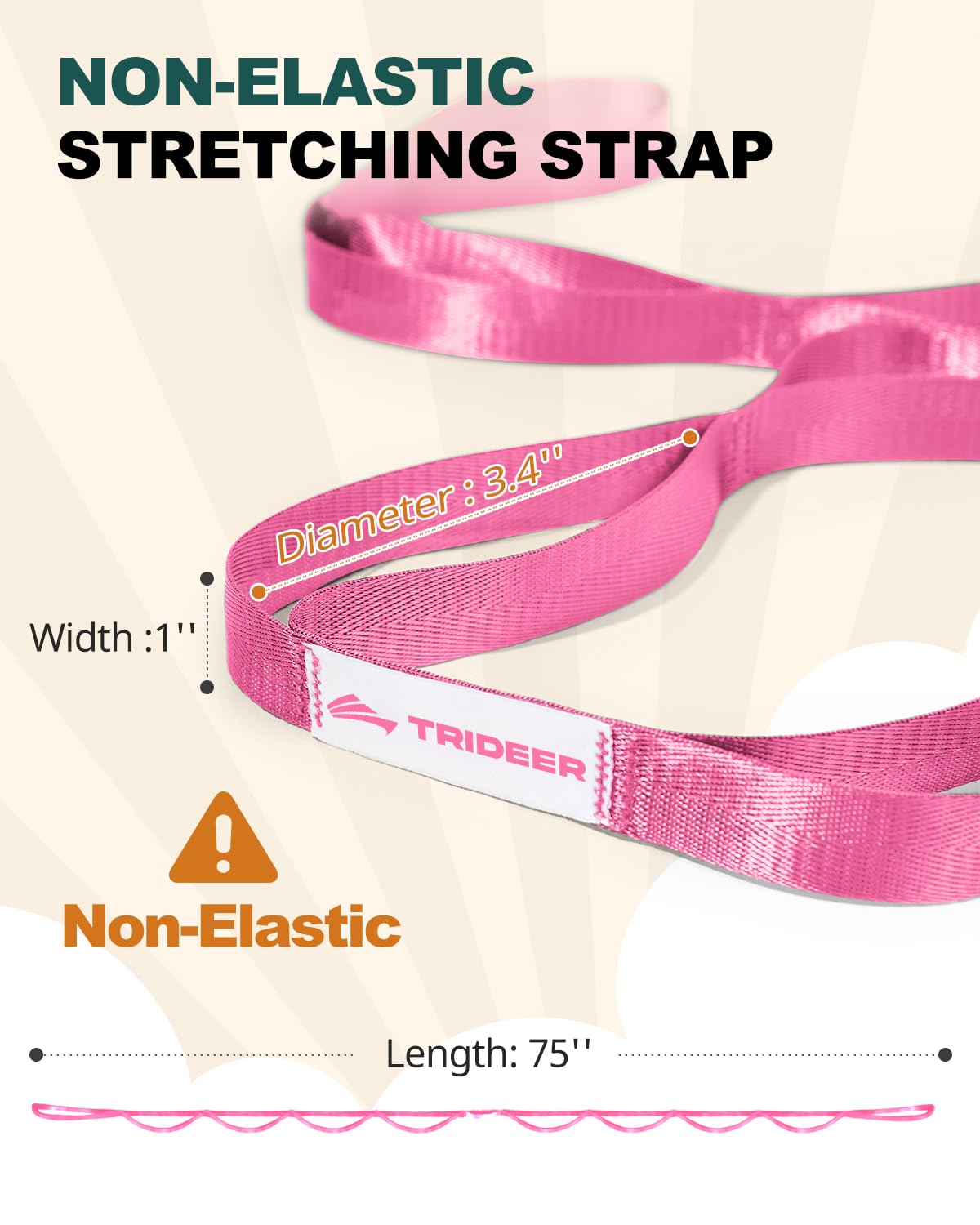 Trideer Stretching Strap Yoga Strap Physical Therapy for Home Workout, Exercise, Pilates and Gymnastics, 10 Loops Non-Elastic Stretch Bands with Aesthetic Packaging for Women & Men - My Store