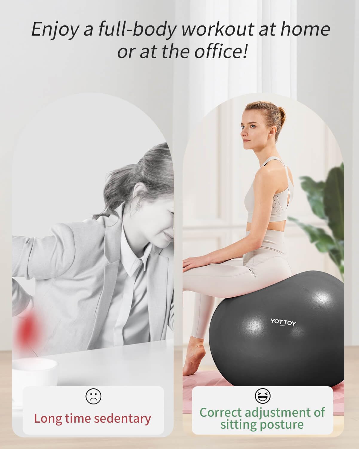 YOTTOY Anti-Burst Exercise Ball for Working Out, Yoga & Pregnancy, Extra Thick Workout Ball for Physical Therapy & Fitness - My Store