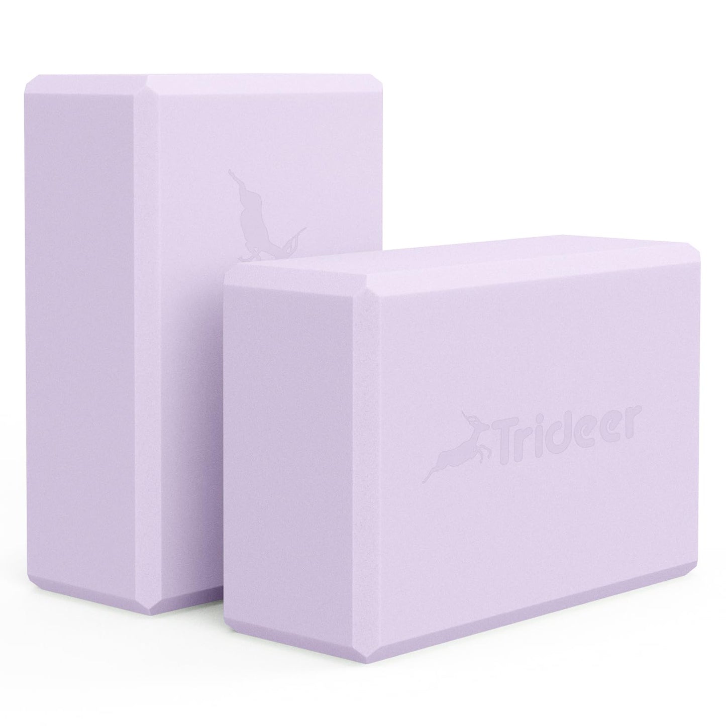 Trideer Yoga Blocks 2 Pack, Soft Non-Slip Foam Blocks with Beveled Edges for Alignment and Stretching in Yoga, Pilates, and Dance - Supportive, Lightweight, Odor Resistant, Latex-Free