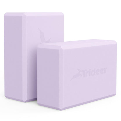 Trideer Yoga Blocks 2 Pack, Soft Non-Slip Foam Blocks with Beveled Edges for Alignment and Stretching in Yoga, Pilates, and Dance - Supportive, Lightweight, Odor Resistant, Latex-Free
