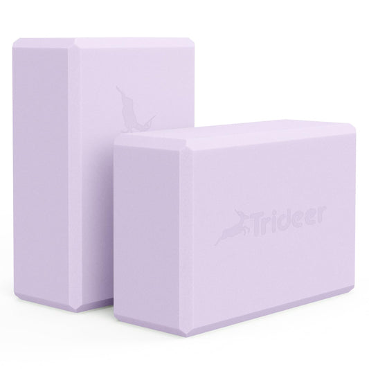 Trideer Yoga Blocks 2 Pack, Soft Non-Slip Foam Blocks with Beveled Edges for Alignment and Stretching in Yoga, Pilates, and Dance - Supportive, Lightweight, Odor Resistant, Latex-Free