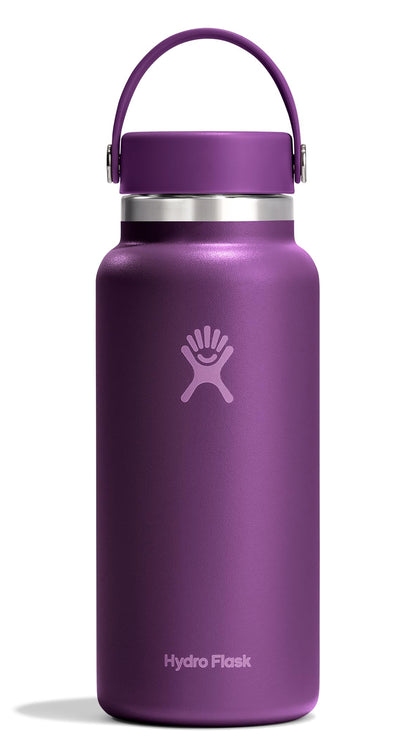 Hydro Flask Water Bottle - Insulated Stainless Steel - Wide Mouth Flex Lid, Non Spill, Leakproof and Refillable in 32 Oz Stone Gray