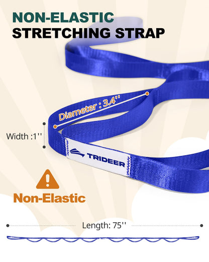 Trideer Stretching Strap Yoga Strap Physical Therapy for Home Workout, Exercise, Pilates and Gymnastics, 10 Loops Non-Elastic Stretch Bands with Aesthetic Packaging for Women & Men - My Store