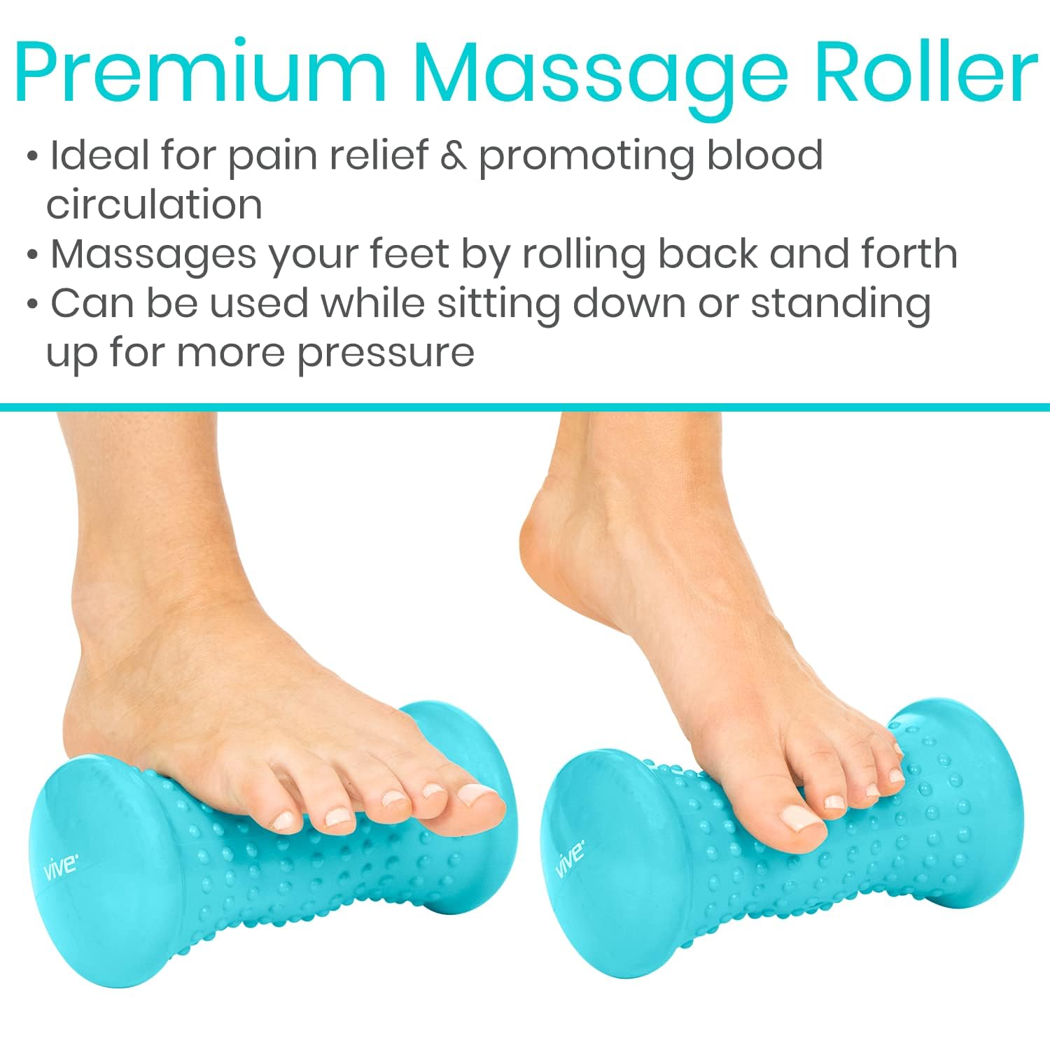 Vive Massage Ball Set (4 Piece) - Plantar Fasciitis Relief Foot Pain Hot Cold Therapy - Heel Spur, Sore Muscle, Trigger Point, Back, Arm, Neck, Shoulder, Leg Circulation Roller - My Store