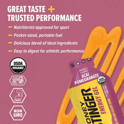 Honey Stinger Organic Fruit Smoothie Energy Gel, Gluten Free & Caffeine Free, for Exercise, Running and Performance, Sports Nutrition for Home & Gym, Pre and Mid Workout, 12 Pack, 13.2 Ounce