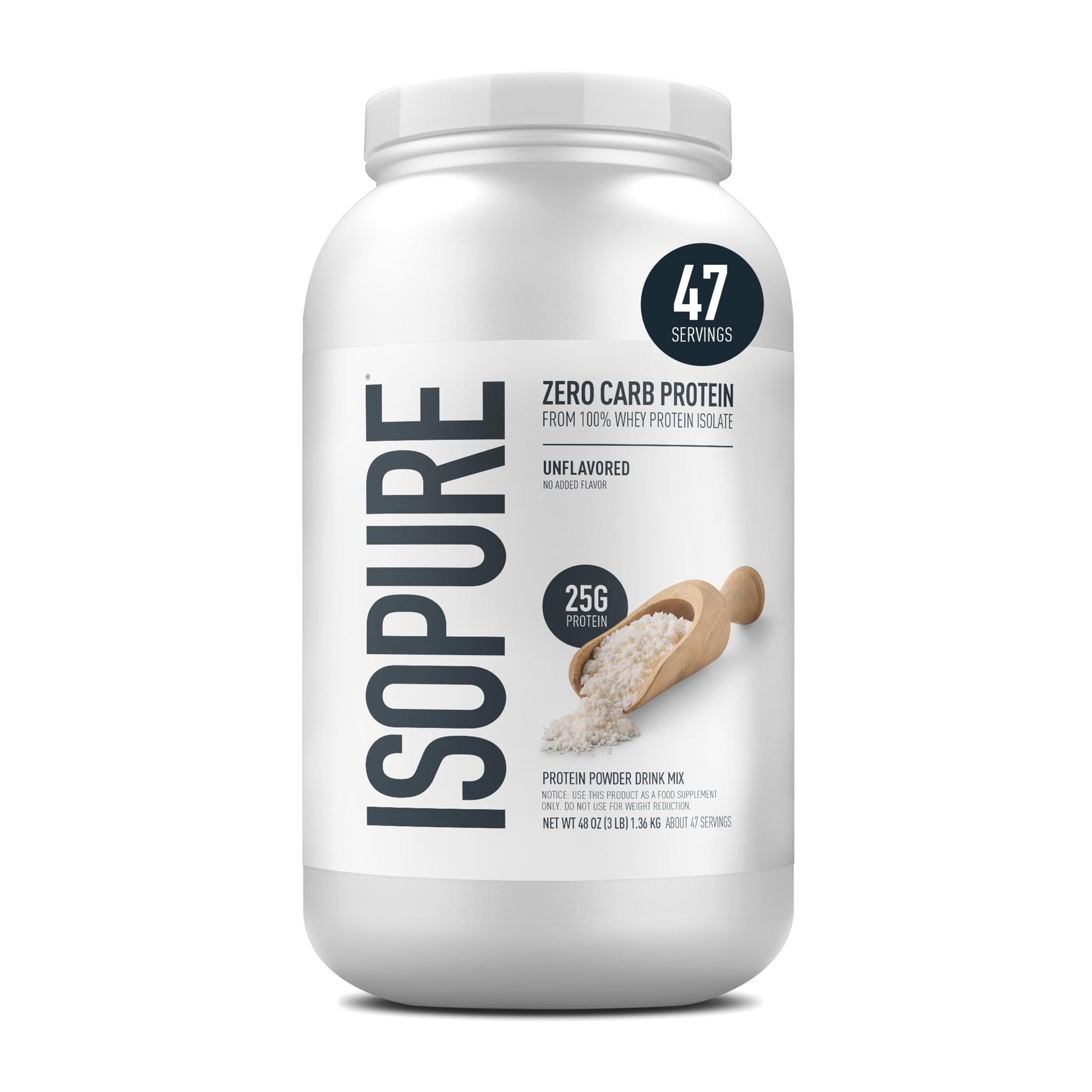 Isopure Zero Carb 100% Pure Whey Isolate Protein Powder, Lactose Free, Gluten Free, With Vitamins, Unflavored, 25g Protein Per Serving, 1 Lb, 16 Servings (Packaging May Vary) - My Store