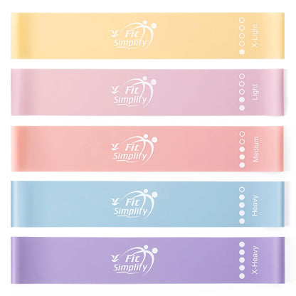 Fit Simplify Resistance Loop Exercise Bands with Instruction Guide and Carry Bag, Set of 5 - My Store