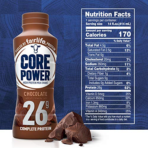 Core Power Protein Shake, Chocolate, 26g Bottle, 14oz, 12 Pack - My Store