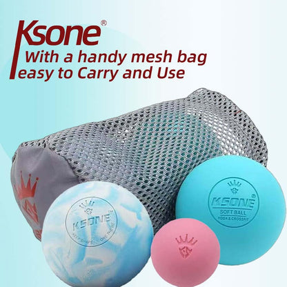 KSONE Massage Lacrosse Balls -Massage Balls for Myofacial Release&Trigger Point Therapy-Set of 2-Hard Lacrosse Massage Ball &Soft Massage Ball with one mini Ball - My Store