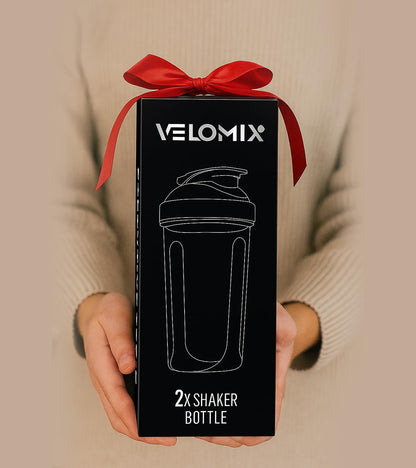 VELOMIX - 2 Pack- 28 oz Protein Shaker Bottles for Protein Mixes - 2x Wire Whisk | Leak Proof Shaker Cups for Protein Shakes | Protein Shaker Bottle Pack (Black/Transparent) - My Store